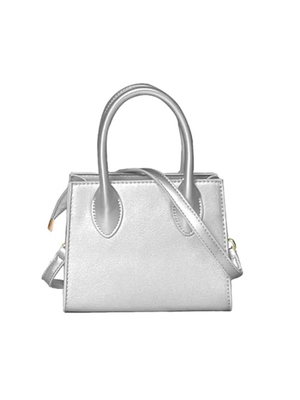 Silver Mini Crossbody Bag Faux Leather Small Shoulder Clutch Purse Handbag